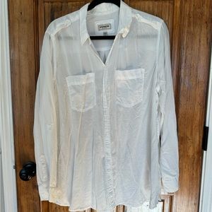 Express sheer boyfriend fit button down, white xl